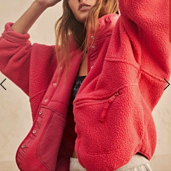 Free People Jackets & Blazers - Free People Hit the Slopes Red Sherpa Jacket